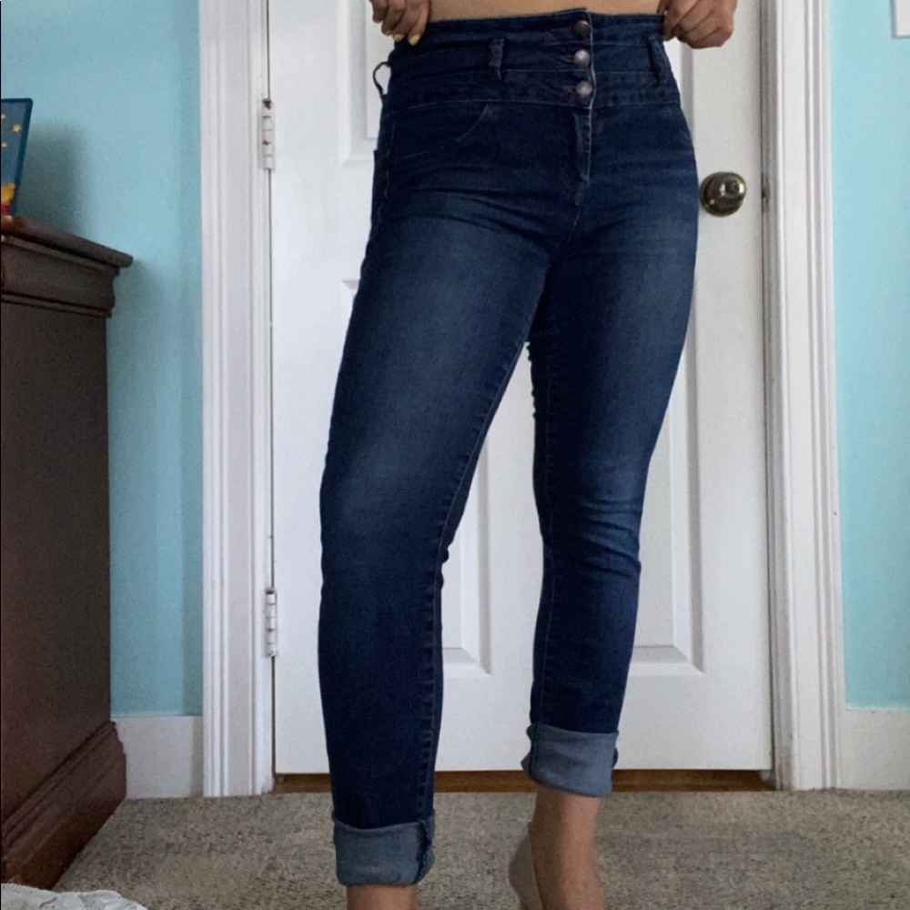 High Waisted Skinny Jeans Dark Wash